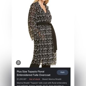 Topazio Floral Embroidered Tulle Overcoat